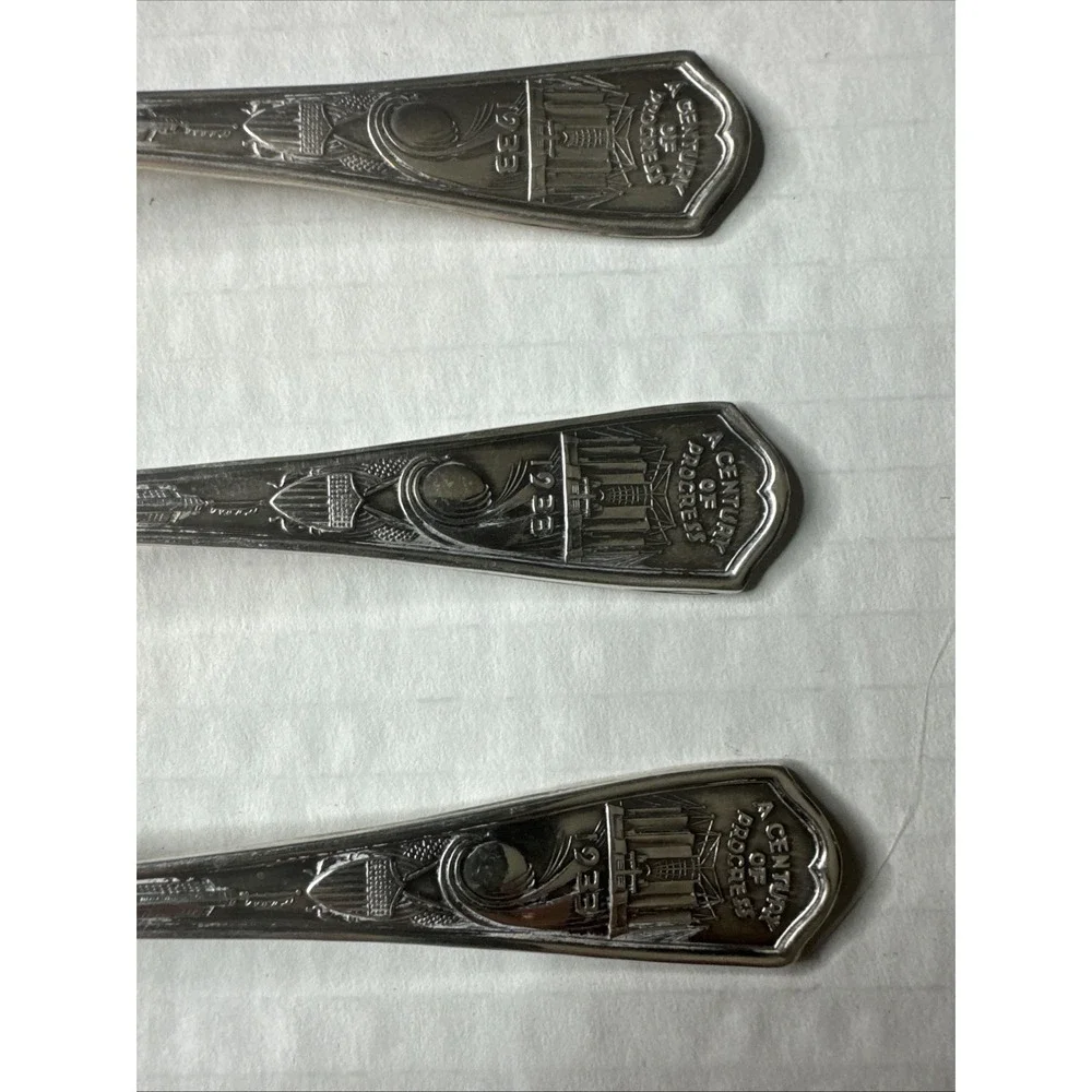 1933 Chicago World's Fair Century of Progress Spoons Lot 6 Silver‎ Plated